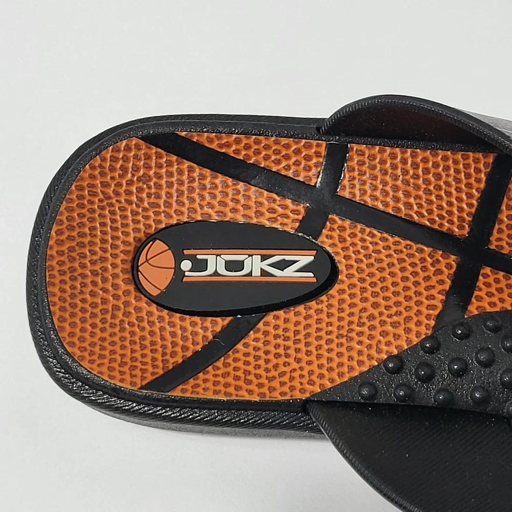Okabashi Jukz Basketball Flip Flops Mens Medium Orange Black Made in USA Sandals